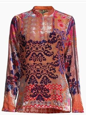 Johnny Was Syria Burnout Enta Blouse-Orange, Purple, Pink